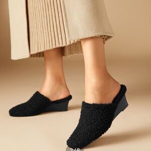 VIVAIA Square-Toe Wedge Mules(Margot Wedge Mules)Black Euro 38/US 7.5 New In Box